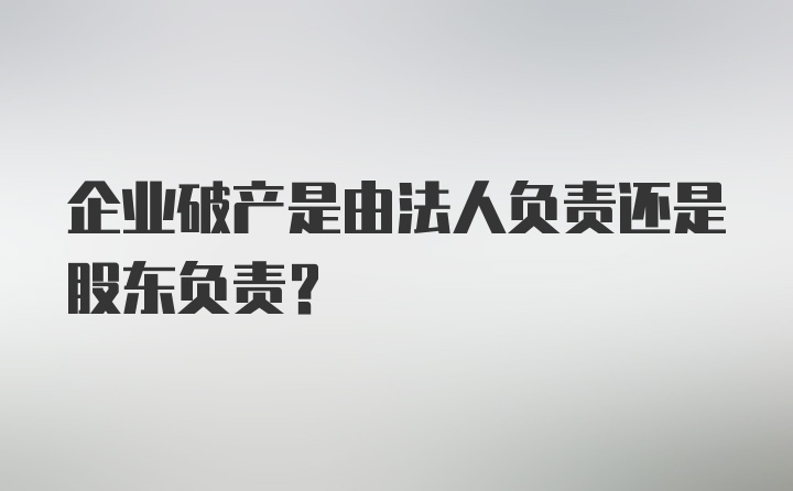 企业破产是由法人负责还是股东负责？