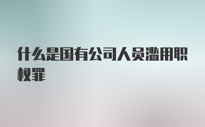 什么是国有公司人员滥用职权罪