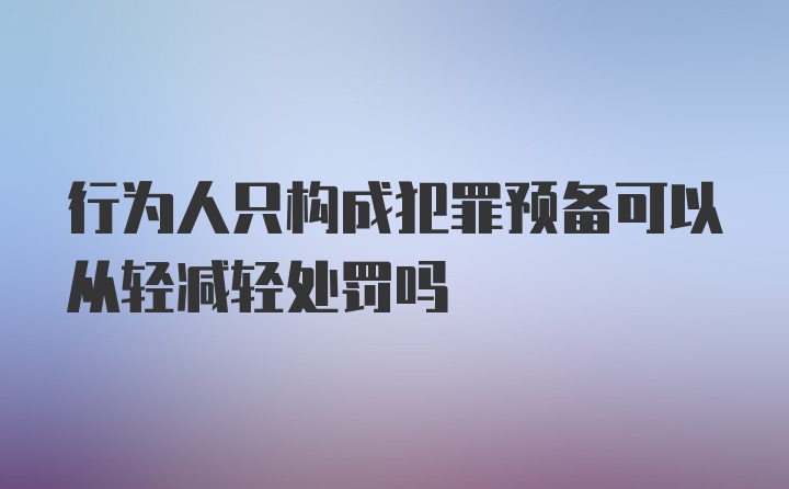 行为人只构成犯罪预备可以从轻减轻处罚吗