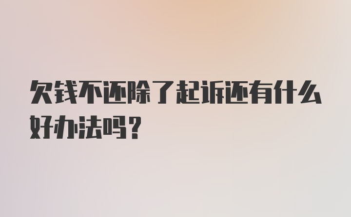 欠钱不还除了起诉还有什么好办法吗？