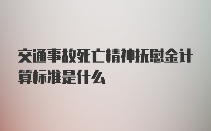 交通事故死亡精神抚慰金计算标准是什么