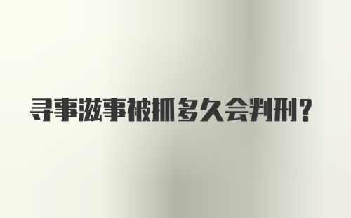 寻事滋事被抓多久会判刑?