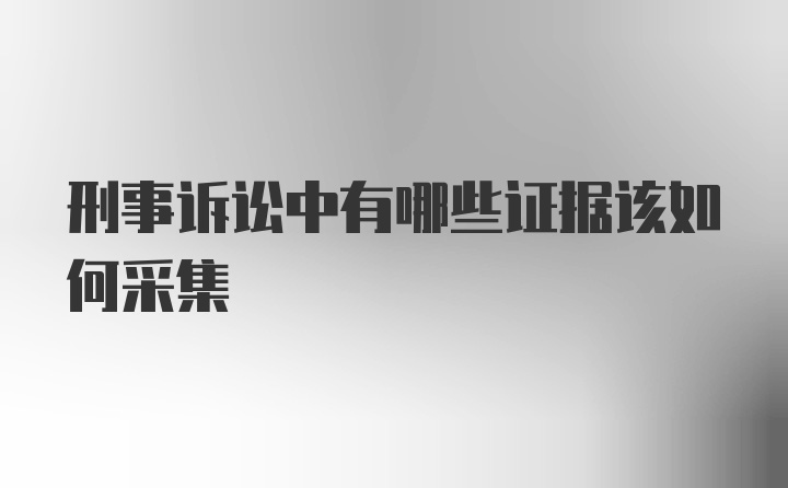 刑事诉讼中有哪些证据该如何采集