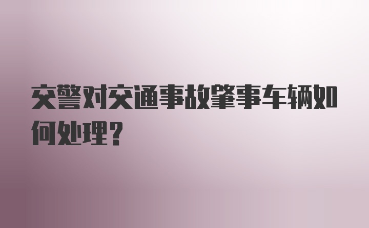 交警对交通事故肇事车辆如何处理？