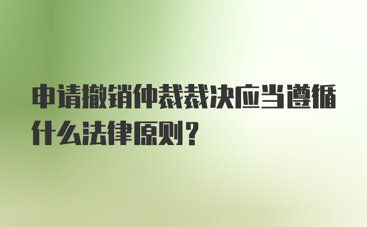 申请撤销仲裁裁决应当遵循什么法律原则?