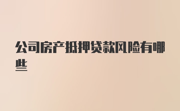 公司房产抵押贷款风险有哪些