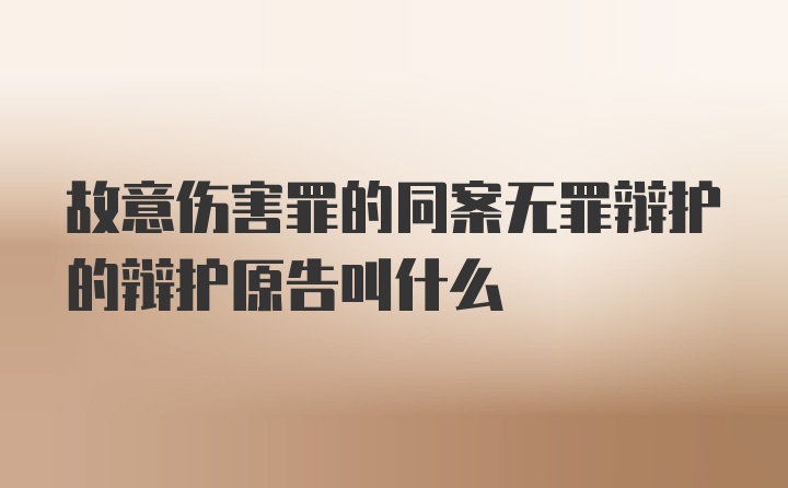 故意伤害罪的同案无罪辩护的辩护原告叫什么