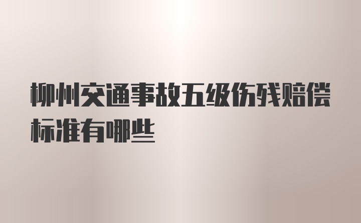 柳州交通事故五级伤残赔偿标准有哪些