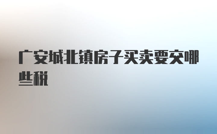 广安城北镇房子买卖要交哪些税