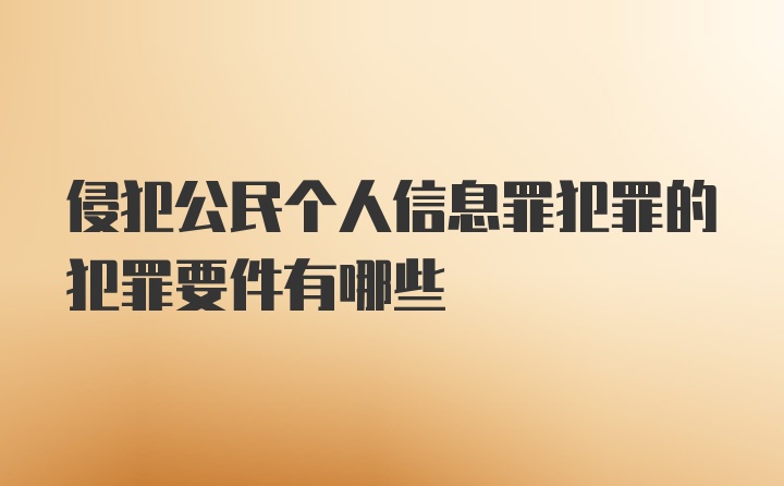 侵犯公民个人信息罪犯罪的犯罪要件有哪些