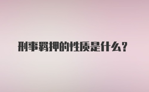 刑事羁押的性质是什么?