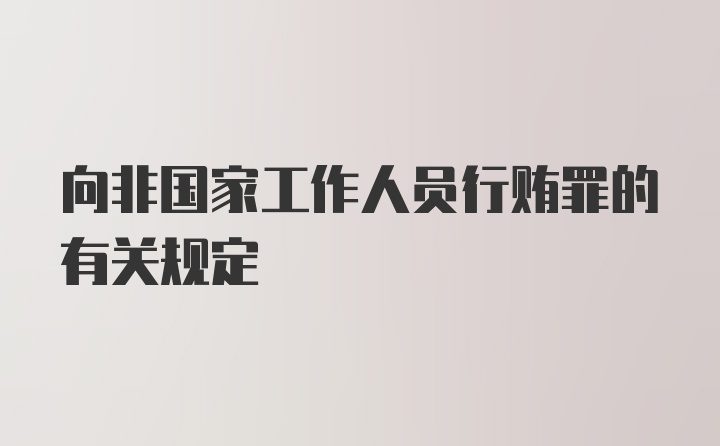 向非国家工作人员行贿罪的有关规定