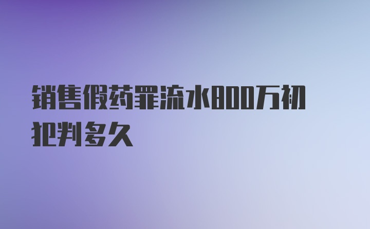 销售假药罪流水800万初犯判多久