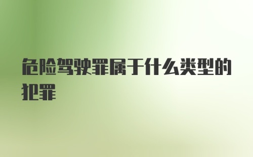 危险驾驶罪属于什么类型的犯罪