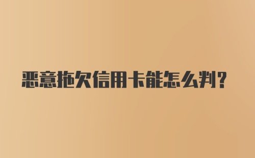 恶意拖欠信用卡能怎么判？