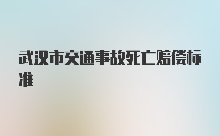 武汉市交通事故死亡赔偿标准