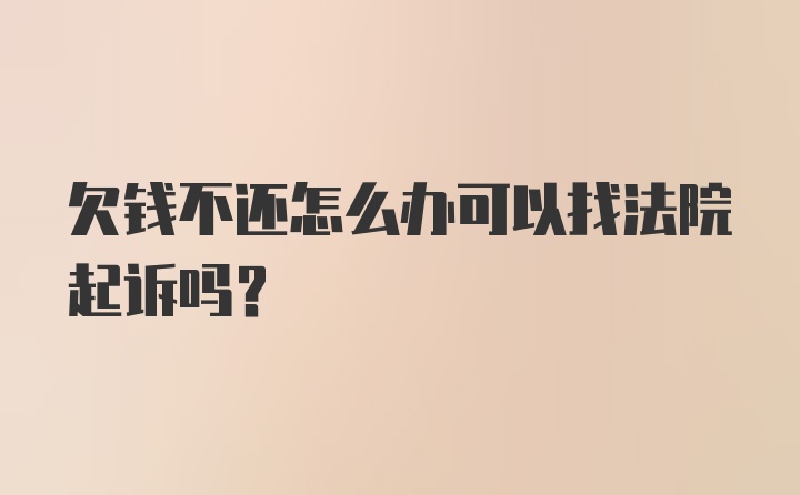 欠钱不还怎么办可以找法院起诉吗?