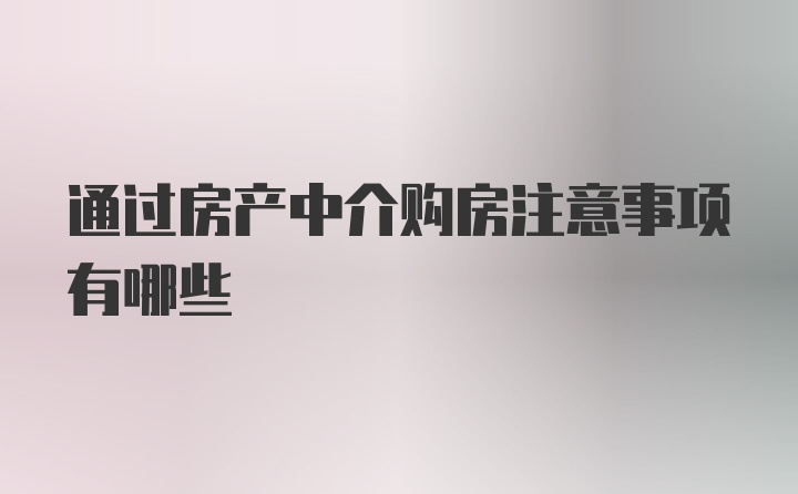 通过房产中介购房注意事项有哪些