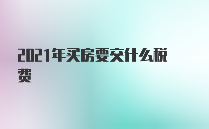 2021年买房要交什么税费