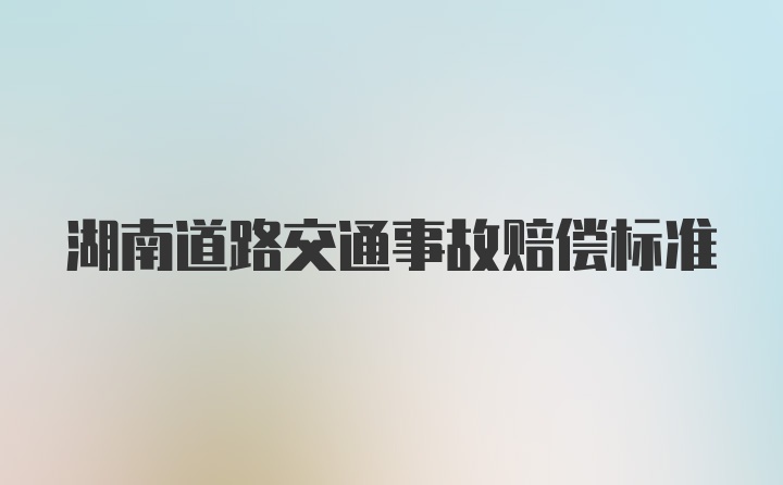 湖南道路交通事故赔偿标准