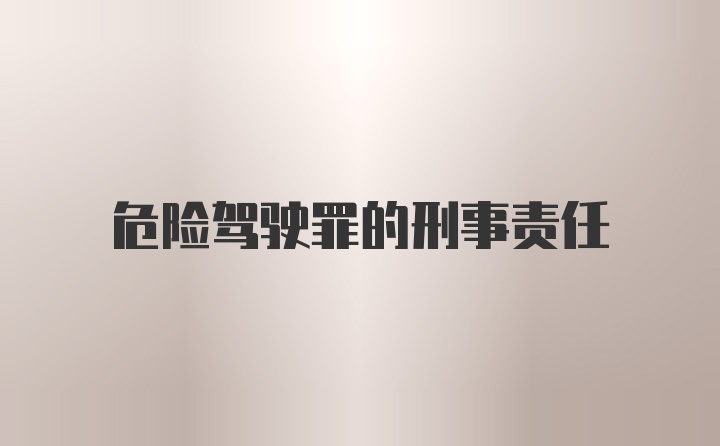 危险驾驶罪的刑事责任