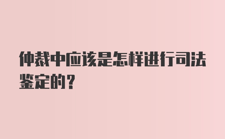 仲裁中应该是怎样进行司法鉴定的？