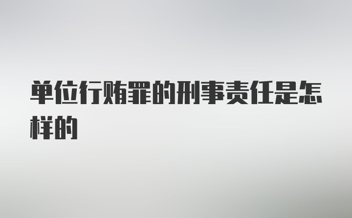 单位行贿罪的刑事责任是怎样的