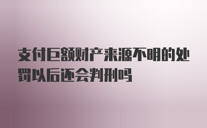 支付巨额财产来源不明的处罚以后还会判刑吗