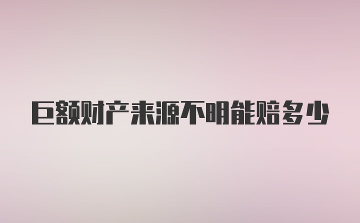 巨额财产来源不明能赔多少