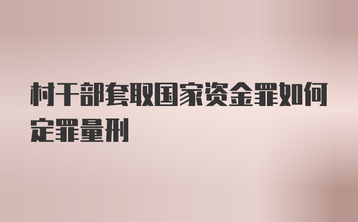 村干部套取国家资金罪如何定罪量刑