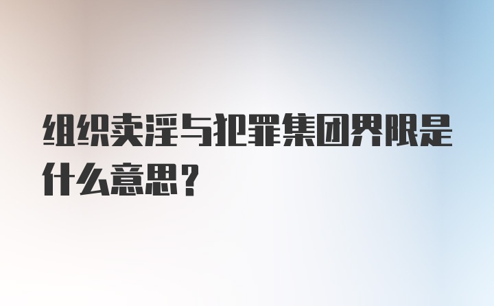 组织卖淫与犯罪集团界限是什么意思？