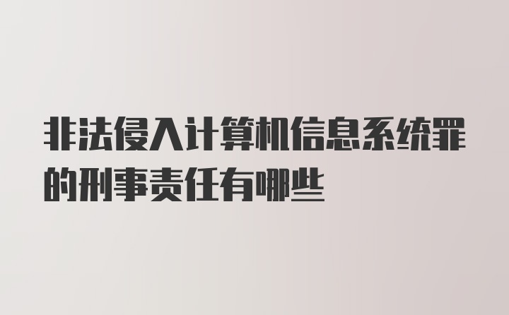 非法侵入计算机信息系统罪的刑事责任有哪些