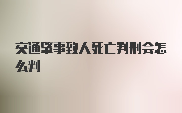 交通肇事致人死亡判刑会怎么判