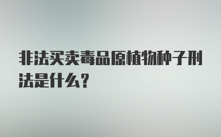 非法买卖毒品原植物种子刑法是什么？