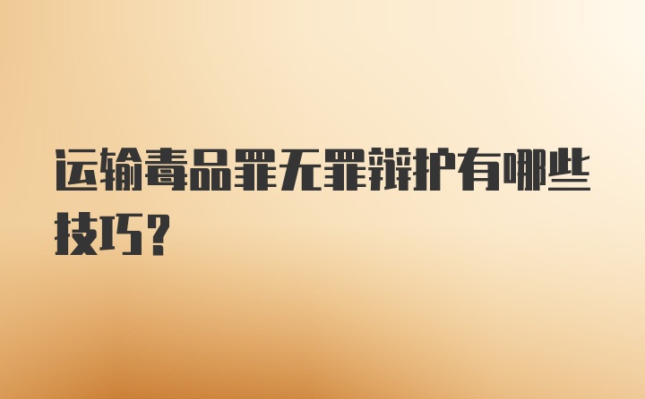 运输毒品罪无罪辩护有哪些技巧？