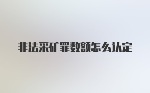 非法采矿罪数额怎么认定