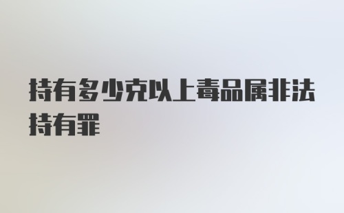 持有多少克以上毒品属非法持有罪