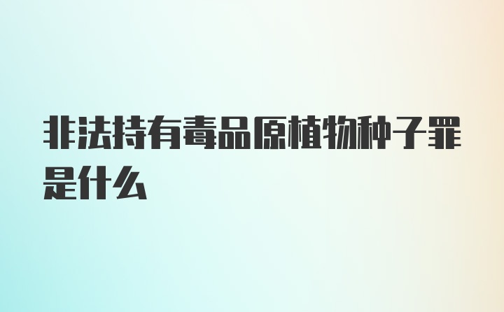 非法持有毒品原植物种子罪是什么