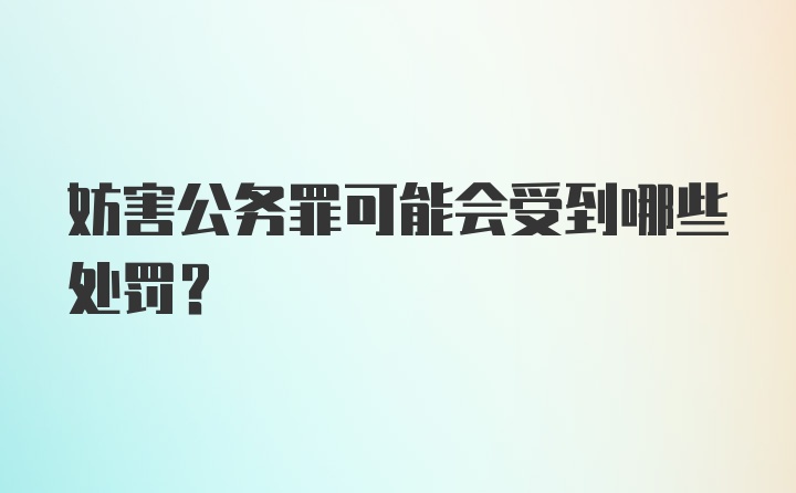 妨害公务罪可能会受到哪些处罚?