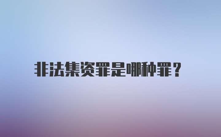 非法集资罪是哪种罪？