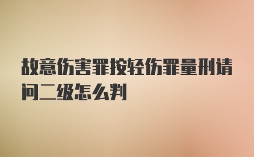 故意伤害罪按轻伤罪量刑请问二级怎么判