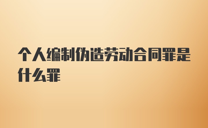 个人编制伪造劳动合同罪是什么罪