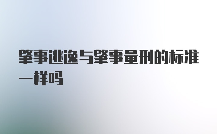 肇事逃逸与肇事量刑的标准一样吗