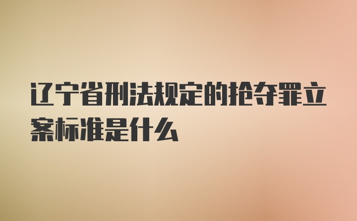 辽宁省刑法规定的抢夺罪立案标准是什么