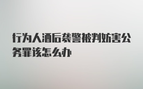 行为人酒后袭警被判妨害公务罪该怎么办