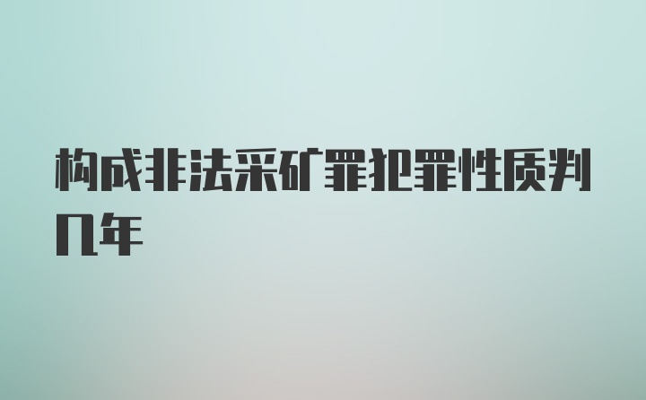 构成非法采矿罪犯罪性质判几年