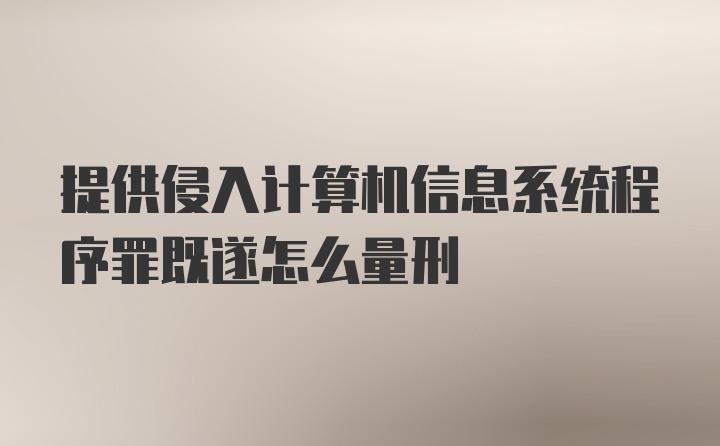 提供侵入计算机信息系统程序罪既遂怎么量刑