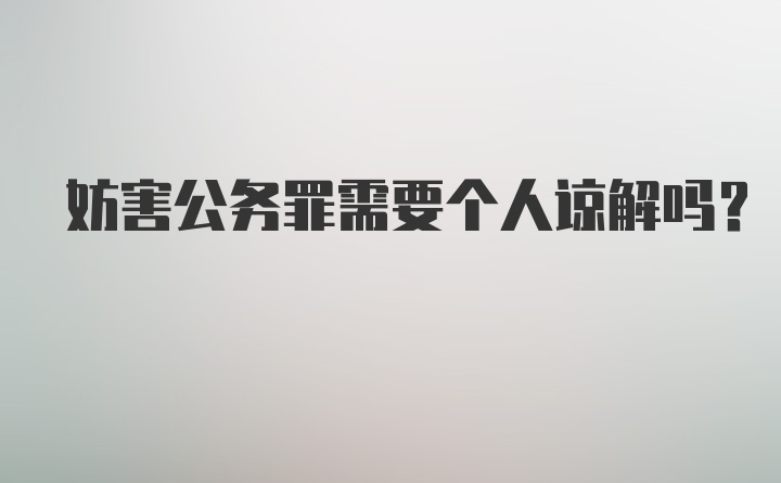 妨害公务罪需要个人谅解吗?