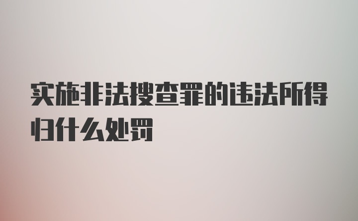 实施非法搜查罪的违法所得归什么处罚