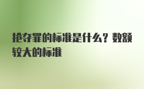 抢夺罪的标准是什么？数额较大的标准